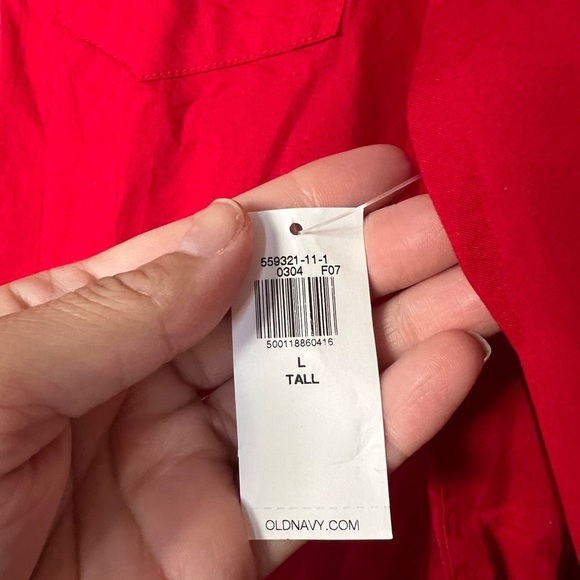 Old Navy Red Boyfriend Shirt sz L Tall NWT - Picture 6 of 7